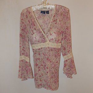 DCC Missy sheer floral boho blouse